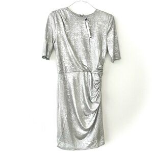 Catherine Malandrino silver ruched dress